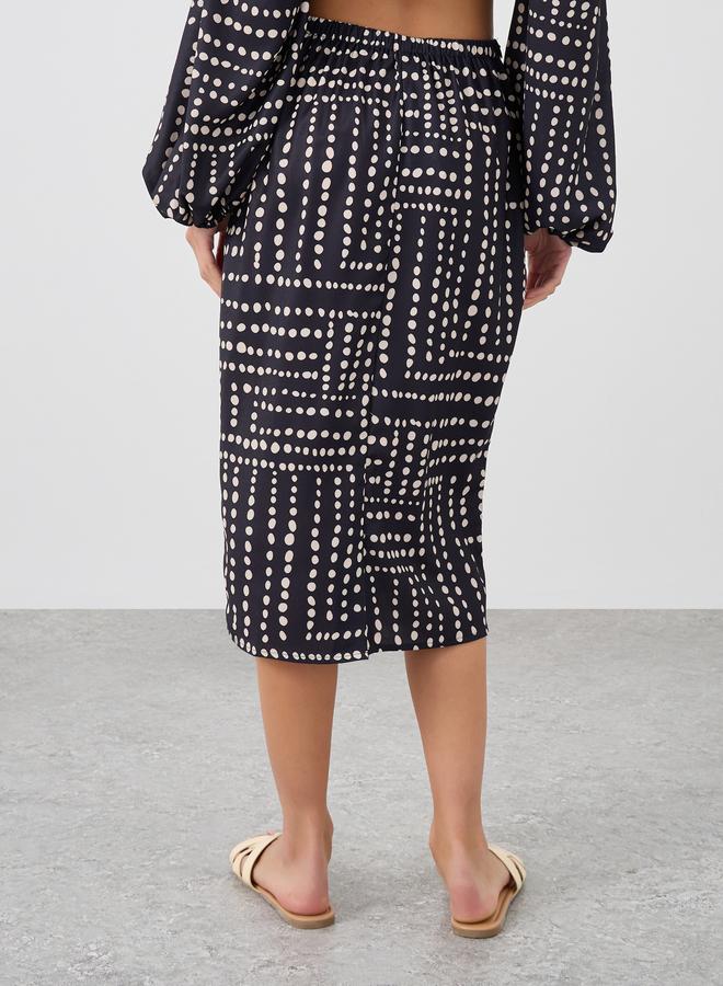 Styli All-Over Print Straight Hem Knee-Length Skirt - Image 4