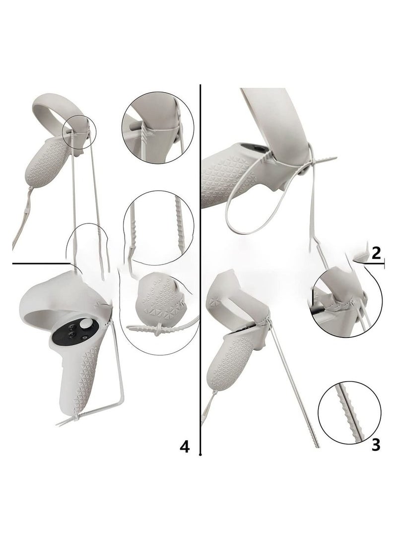 Accessories for Oculus Quest 2, VR Face Silicone Cover + Touch Controller Grip Cover + Protective Lens dust-Proof Cover + Thumb Button Cap (Grey) - Image 5