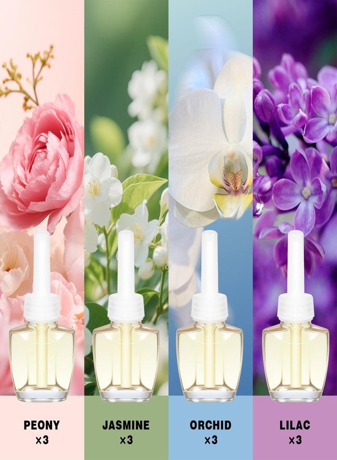 فيريك معطر جو قابل لإعادة التعبئة، برائحة الفاوانيا والياسمين والأوركيد والليلَك، للمنزل والحمام، 7.92 أونصة سائلة، 12 عبوة، متوافق مع معطرات الجو من إير ويك وجليد، لا يشمل جليد بلس - Image 3