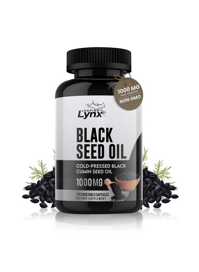 Leaping Lynx Pure Organic Black Cumin Seed Oil Capsules 1000mg, Cold-Pressed Black Seed Oil Nigella Sativa with Max Thymoquinone, 120 Capsules, Rich in Omega-6 & Omega-9, Black Cumin Oil for Immune & Brain Support - Image 1
