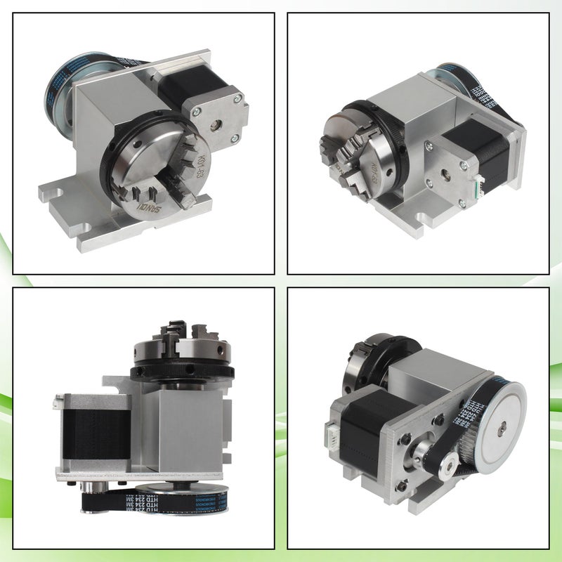 CNCTOPBAOS CNC Milling Machine Rotational Axis CNC Router Rotary Table Rotary a axis 4th Axis 65mm 3 Jaw Chuck Dividing Head w/ Nema17 stepper motor w/ 54mm Tailstock Reducing ratio 4:1 for CNC Engraving Machine - Image 3
