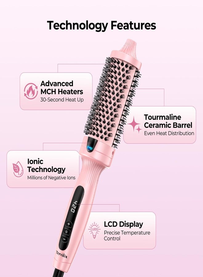 Terviiix Ionic Thermal Brush 1.5 Inch for Blowout Look, Heated Round Brush with 6 Temp Settings, Volumizing Hot Brush for Curling & Straightening, Anti-Frizz Styling Tool for All Hair Types - Image 4