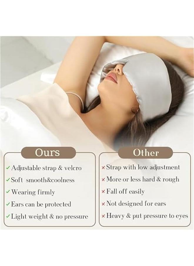 Generic - 100% Mulberry Silk Sleep Mask Eye Mask for Man and Wan with Adjustable Headband, Large Sleep Mask & Blindfold for Total Blackout for Sleep, Travel & Nap,Travel Rest and Office (Grey) - Image 1