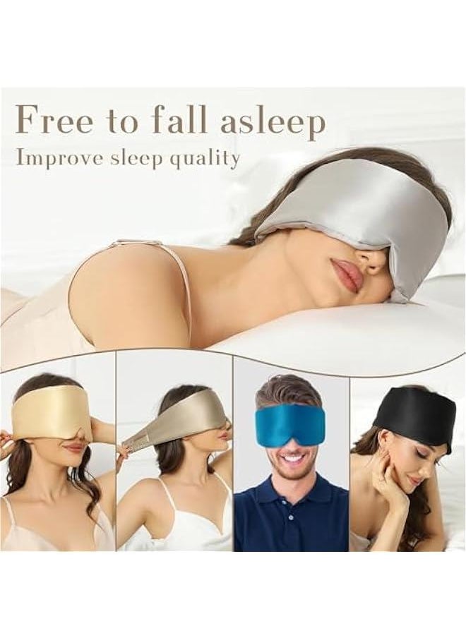 Generic - 100% Mulberry Silk Sleep Mask Eye Mask for Man and Wan with Adjustable Headband, Large Sleep Mask & Blindfold for Total Blackout for Sleep, Travel & Nap,Travel Rest and Office (Grey) - Image 1