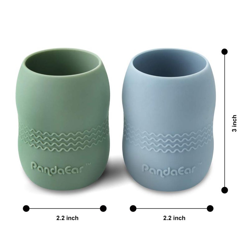 PandaEar 2 Pack100 Tiny Silicone Drinking Training Cup for Baby and Toddler BlueGreen - Image 3