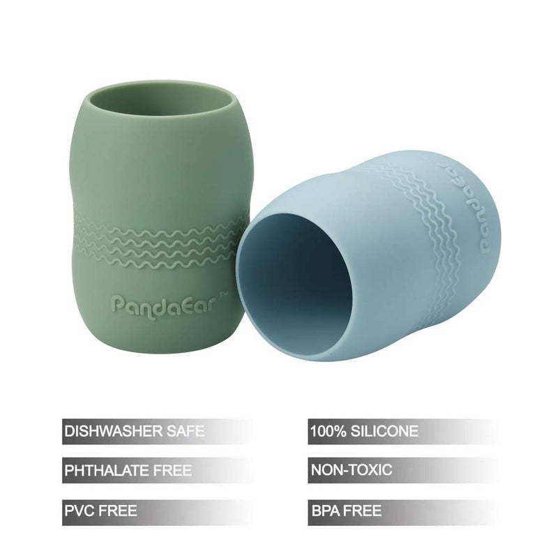 PandaEar 2 Pack100 Tiny Silicone Drinking Training Cup for Baby and Toddler BlueGreen - Image 4