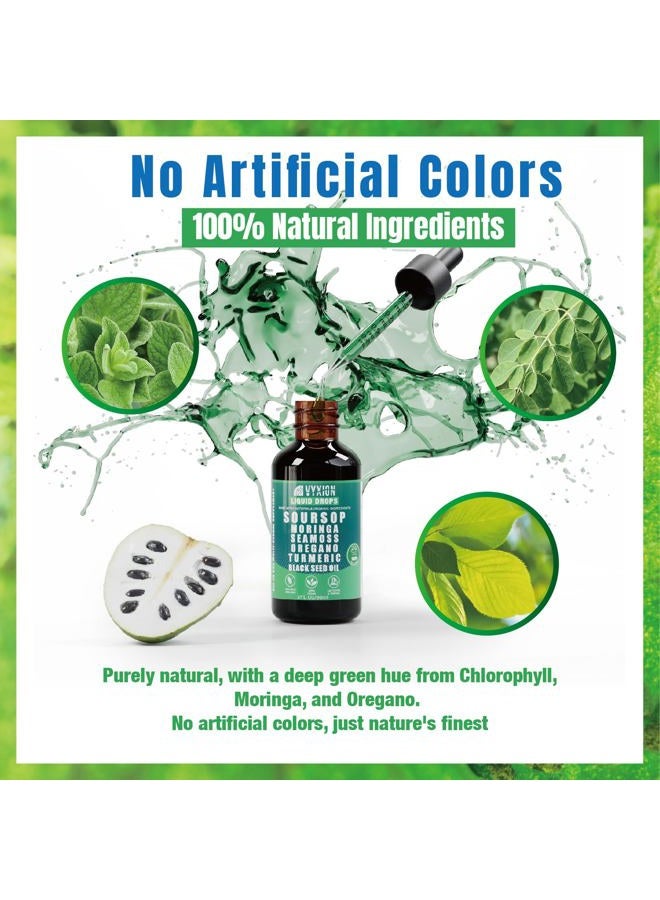 Vyxion Soursop Bitters Liquid Drops 10 in 1 with Sea Moss, Moringa, Turmeric, Black Seed Oil, Oregano, Ashwagandha | Herbal Extracts for Overall Health-Enhancing | Vegan, Non-GMO | 2 Fl Oz - Image 5