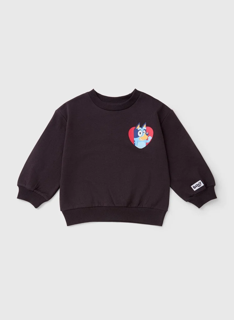 ماتلان Bluey Girls Black Valentines Sweatshirt