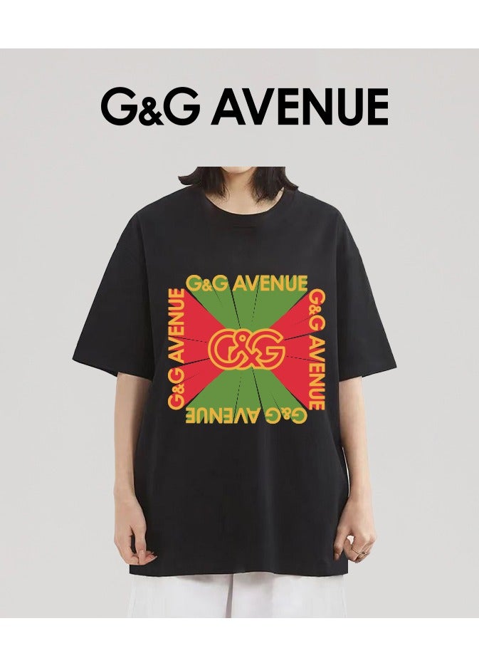 G&G AVENUE Heavy cotton fabric Men's high-quality ultra soft velvet plain knit round neck solid color T-shirt Oversized (regular black)  - Image 5