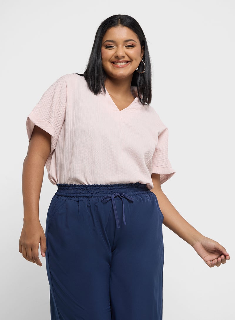 Ginger Plus Polo Neck Textured Top  - Image 1