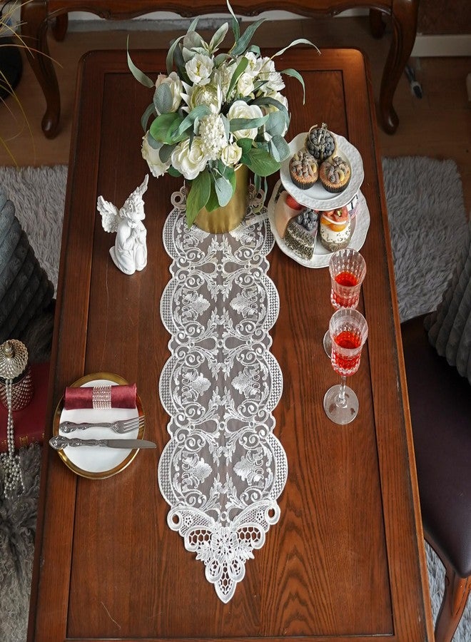 ARTABLE Lace Table Runner Dresser Scarf Macrame Embroidered Table Runners with Exquisite Flower Vintage Shabby Chic for Wedding Holiday Dinning (10 x 36 Inch, Offwhite-2) - Image 3