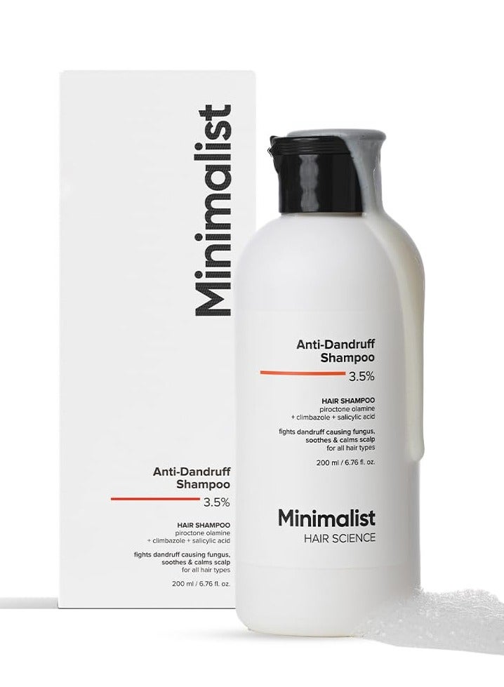 MINIMALIST Anti-Dandruff Shampoo | With Salicylic Acid, Climbazole & Piroctone Olamine | Remove Flakes, Soothes Itchy Scalp & Reduces Dandruff | Sulphate-Free | Fragrance-Free| 200 ml - Image 1