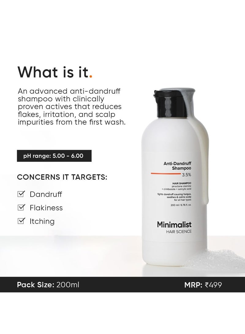 MINIMALIST Anti-Dandruff Shampoo | With Salicylic Acid, Climbazole & Piroctone Olamine | Remove Flakes, Soothes Itchy Scalp & Reduces Dandruff | Sulphate-Free | Fragrance-Free| 200 ml - Image 2
