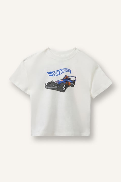 Beige BabyBoy Baby Boy Regular Fit Hot Wheels Licensed Short Sleeve T-Shirt Casual