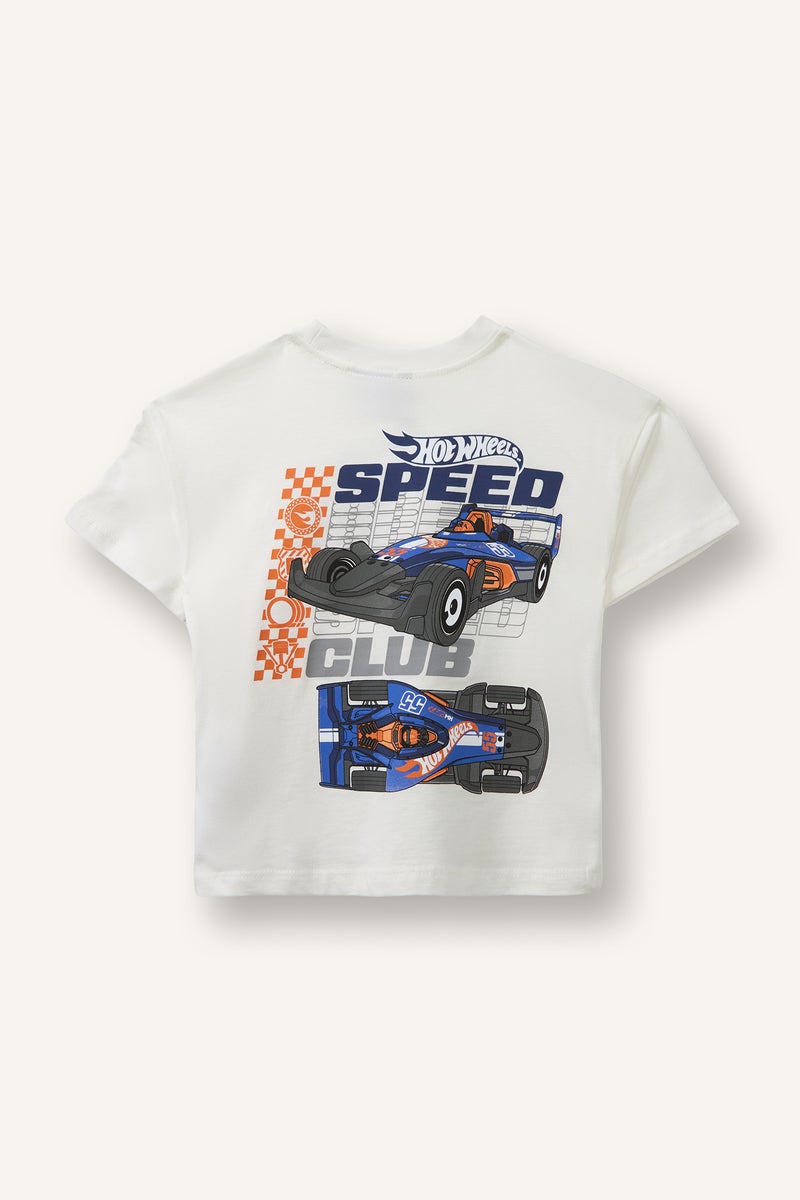 DeFacto Beige BabyBoy Baby Boy Regular Fit Hot Wheels Licensed Short Sleeve T-Shirt Casual - Image 3