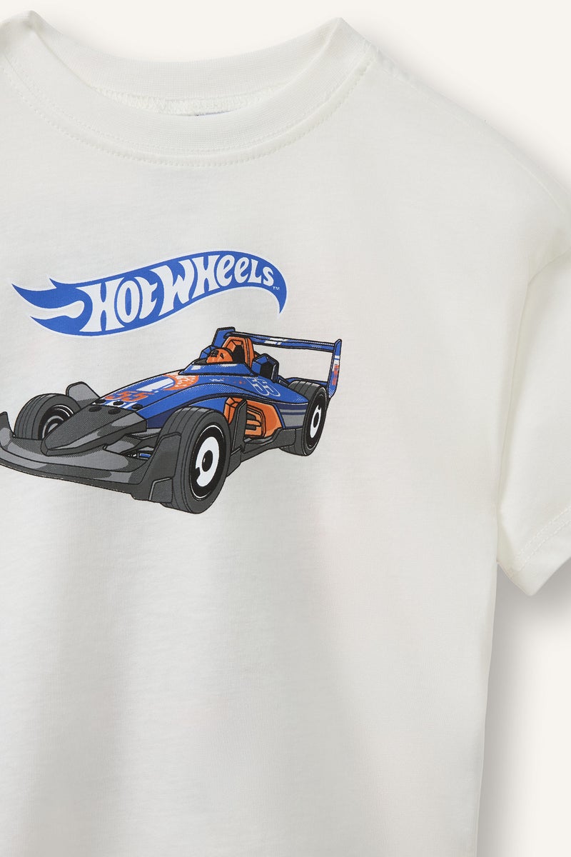 DeFacto Beige BabyBoy Baby Boy Regular Fit Hot Wheels Licensed Short Sleeve T-Shirt Casual - Image 2