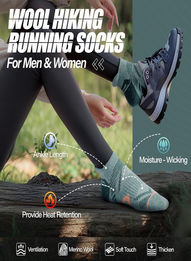 ANTSANG Merino Wool Ankle Hiking Socks Compression Warm Thermal Thick Cushion Winter Running No Show Moisture Wicking Socks Gifts Stocking Stuffers for Women Men 6 Pairs(Light Mixed,L) - Image 2