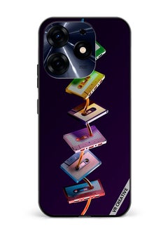 Protective Case Cover For Tecno Spark 10 Pro Cassette Tape Design Multicolour