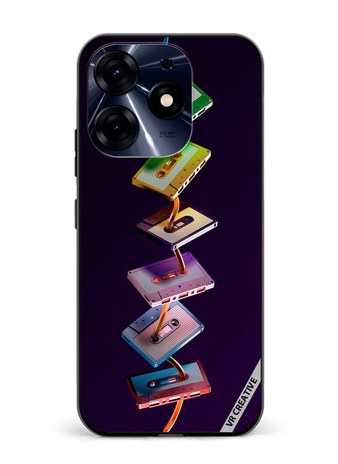 VR CREATIVE - Protective Case Cover For Tecno Spark 10 Pro Cassette Tape Design Multicolour - Image 1