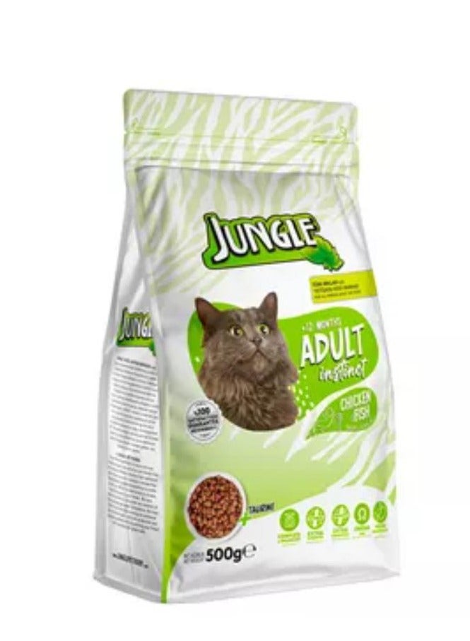 جانغل هو الخيار المثالي لتلبية احتياجات قطتكِ البالغة من جميع الأنواع. يحتوي هذا الطعام على مزيج غني من البروتين الحيواني من الدجاج والسمك، مع إضافات من التورين والأوميغا 3 لضمان صحة قلب قطتكِ وعينيها. صُمم خصيصًا للقطط التي تزيد أعمارها عن 12 شهرًا، ويُعتبر خيارًا غذائيًا متكاملًا يدعم النشاط اليومي ويعزز الصحة العامة.500G