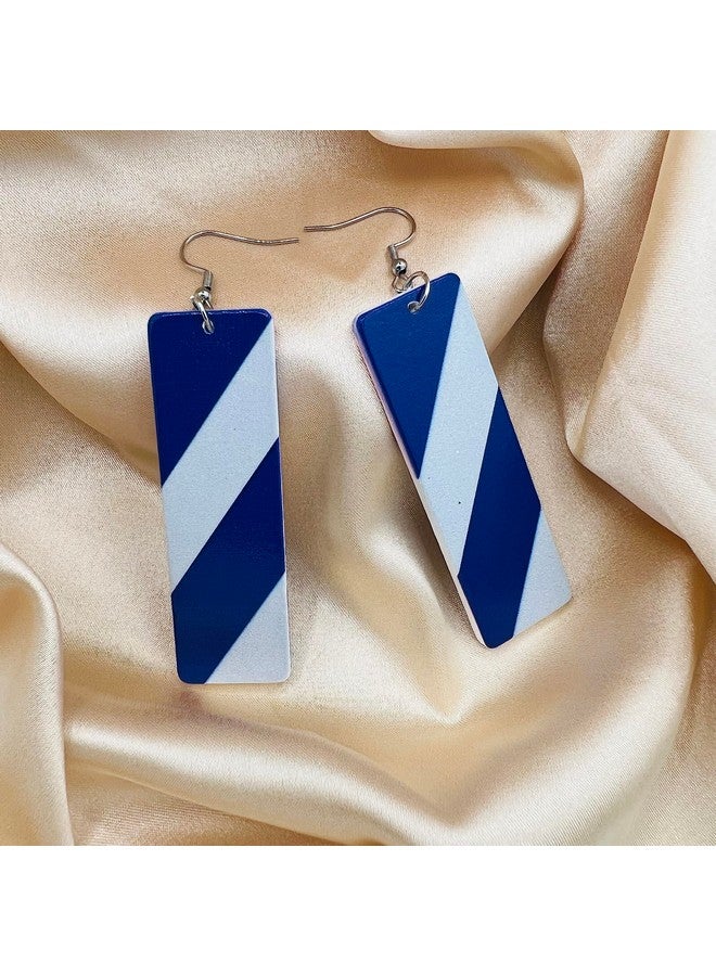 Mall of Style Blue Spirit Accessories For Women - College Spirit Earrings - Fashion Accessories (Blue & White) - Image 2