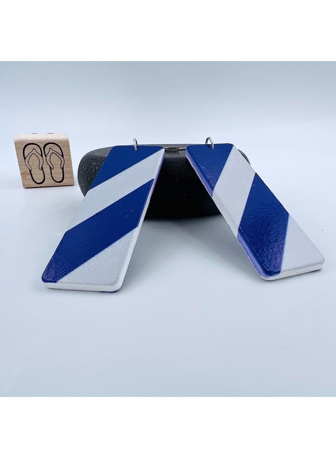 Mall of Style Blue Spirit Accessories For Women - College Spirit Earrings - Fashion Accessories (Blue & White) - Image 3