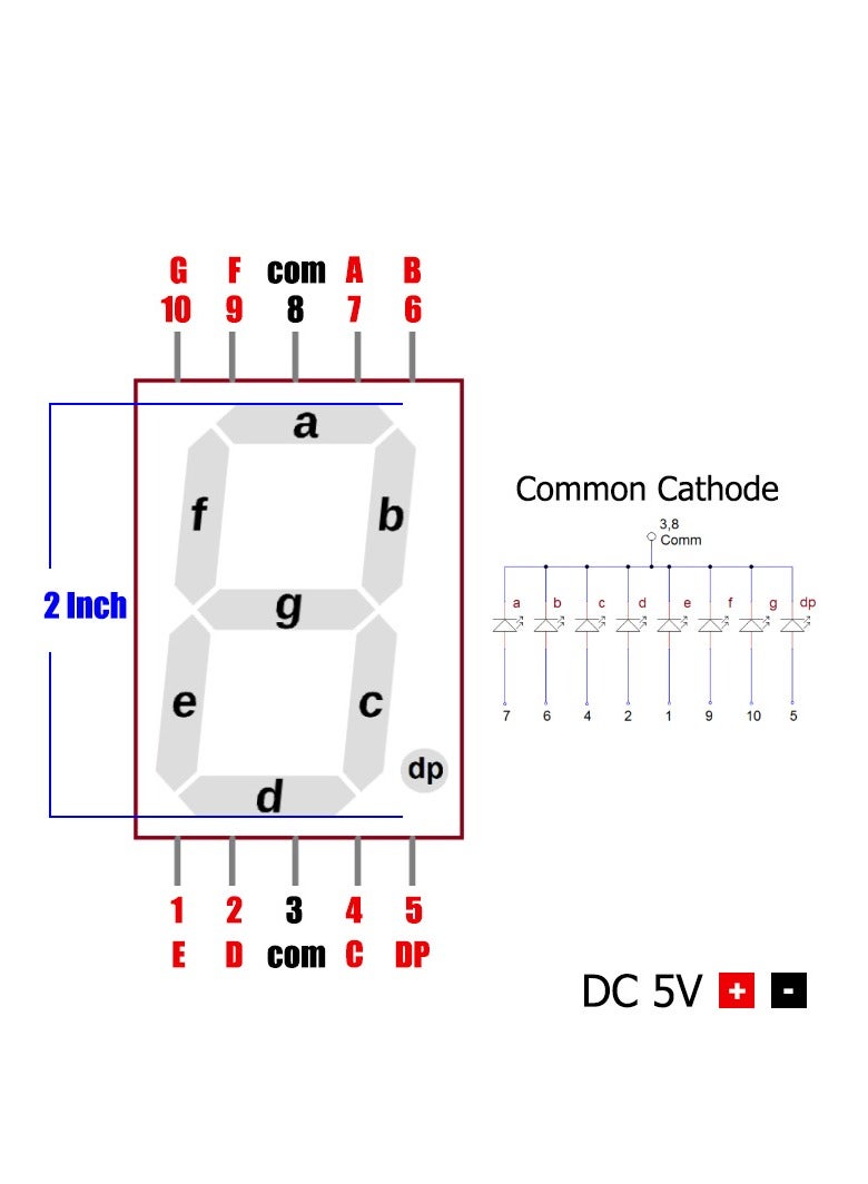 7 Segment Display Digital Tube Display Red LED Single Digit 10 Pin Common Cathod - Image 5