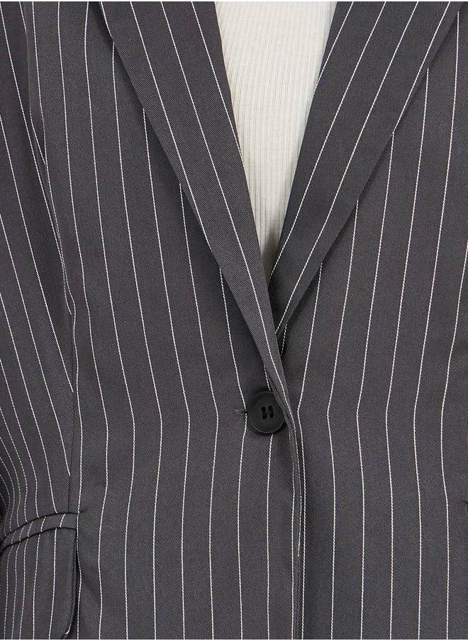 Styli Regular Fit Regular Length Striped Blazer