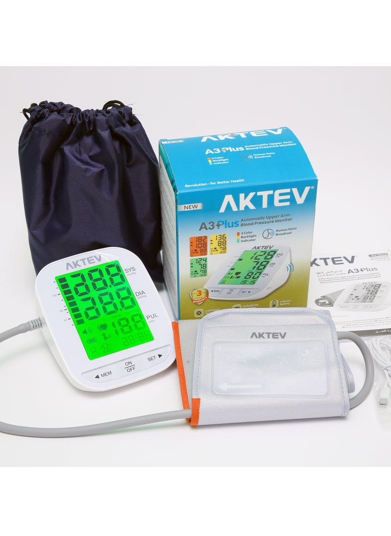 AKTEV - AKTEV A3 PLUS Automatic BP Monitor with  Rechargeable battery and Carry Pouch - Image 1