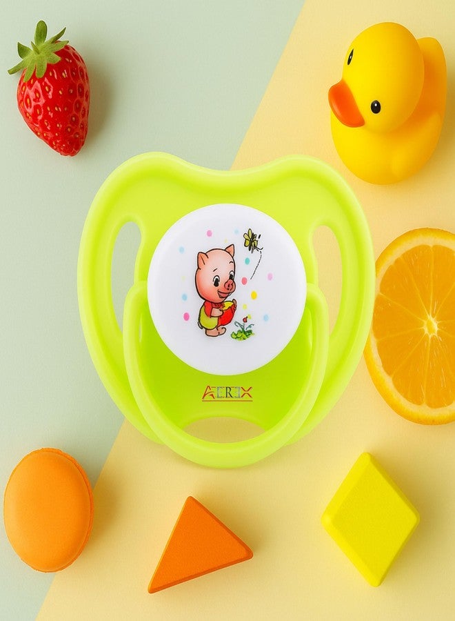 AEREX Baby Pacifiers Ultra Soft Silicone Orthodontic Nipple for New Born Baby Air Flow Shield Sleeping with Cute Prints Teether for Oral Stimulation Soother (Green) - Image 1
