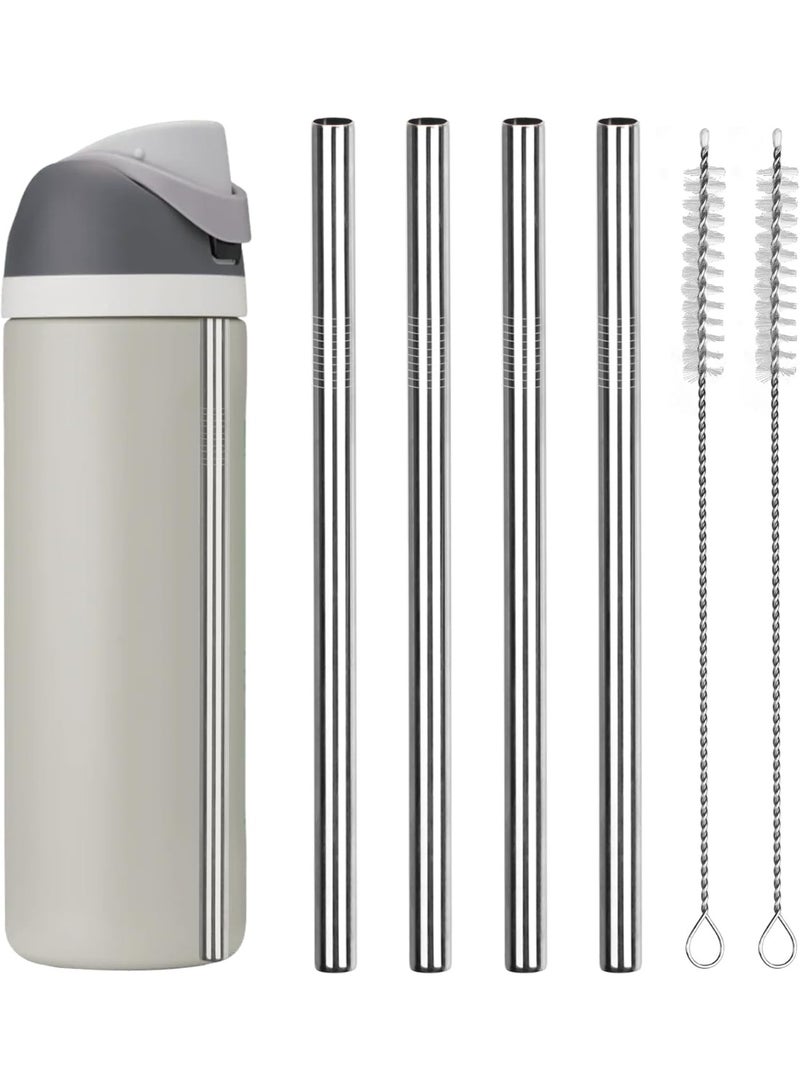 Replacement Straws for Owala Water Bottle 24 oz 32 oz, With 2 Cleaning Brush, Reusable Stainless Steel Straws Compatible With Owala Water Bottle-4 PCS - Image 1