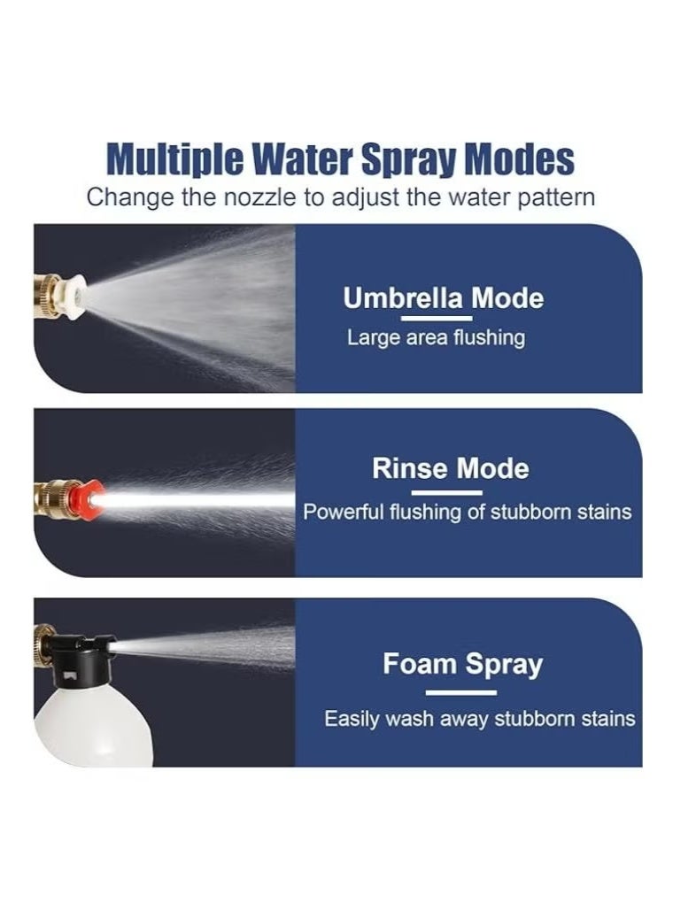 Portable High Pressure Water Gun, Rechargeable Cordless Pressure Washer with Dual 48V Lithium Batteries, 5m Long Hose, Multi-Spray Nozzles, Lightweight Electric Washing Gun for Cars, Floors, Outdoor Cleaning, Garden Watering, Home Washing Tasks - Image 3