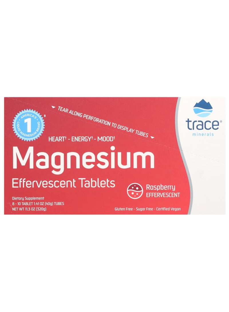 Trace Minerals Magnesium Effervescent Tablets, Raspberry, 8 Tubes, 10 Tablets Each