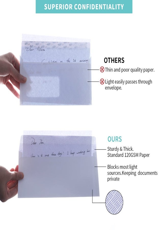 Granhoolm 50 pack Security Envelopes #10,Envelopes Self Seal,Envelopes Letter Size,Mailing Envelope for Checks, Invoices,120GSM Thickness Paper(4-1/8" x 9-1/2") - Image 2
