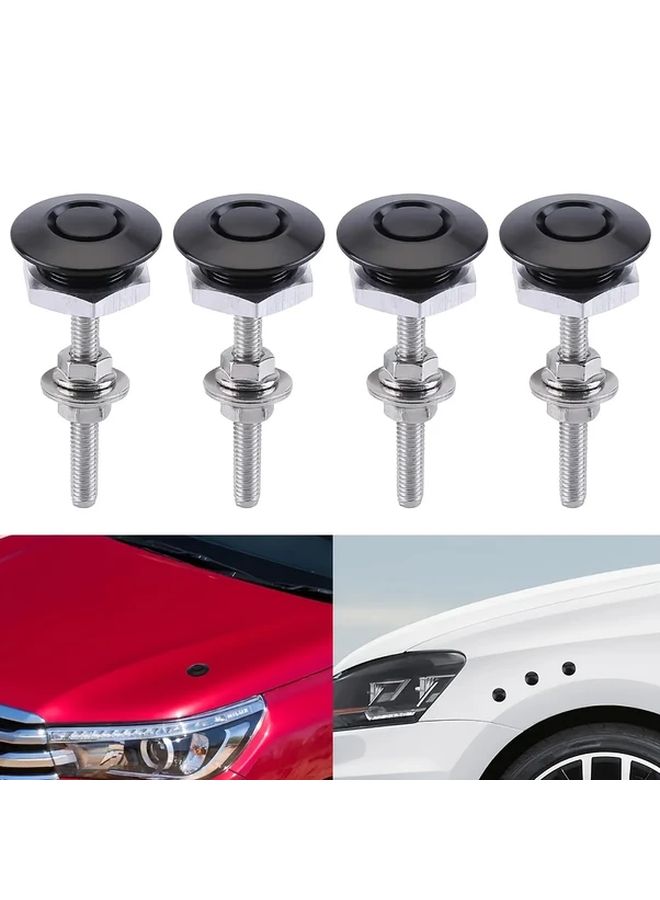 4 قطع من مجموعة أقفال غطاء المحرك الفضية للسيارات، طويلة وقصيرة ومخفية من نوع زر مكافحة السرقة - Image 4
