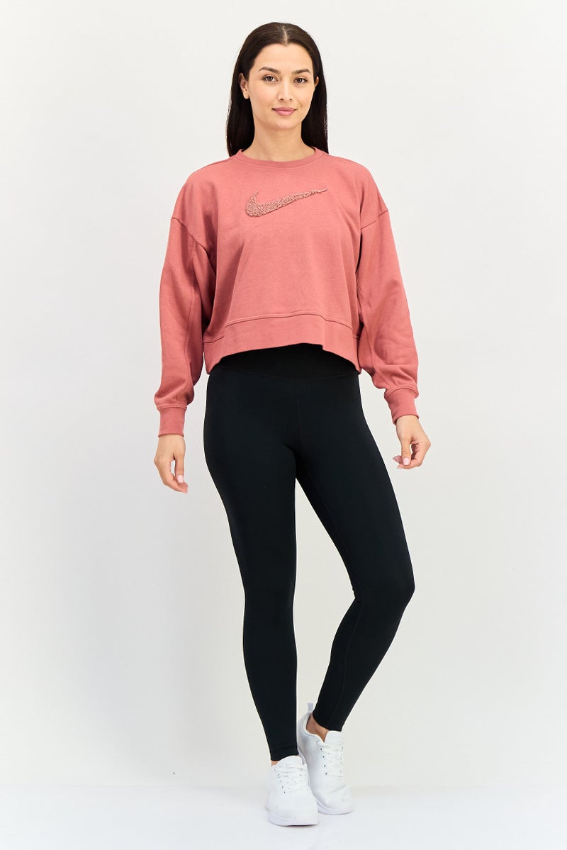 Nike سويت شيرت خارجي طويل الأكمام للنساء بحجم كبير، أحمر - Image 3