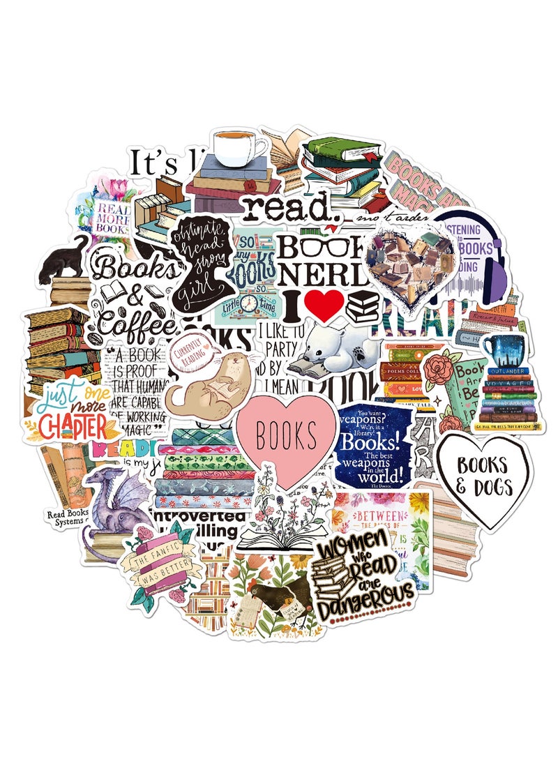 قوس قزح أورينبو مجموعة ملصقات كتب من 50 قطعة، ملصقات كتب جمالية للقراءة، مناسبة لزجاجات المياه وأجهزة الكمبيوتر المحمولة والمجلات وسجلات القصاصات وحافظات الهواتف، ملصقات من الفينيل، هدايا لمحبي الكتب، إكسسوارات للنساء والبالغين - Image 1