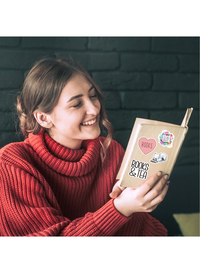 قوس قزح أورينبو مجموعة ملصقات كتب من 50 قطعة، ملصقات كتب جمالية للقراءة، مناسبة لزجاجات المياه وأجهزة الكمبيوتر المحمولة والمجلات وسجلات القصاصات وحافظات الهواتف، ملصقات من الفينيل، هدايا لمحبي الكتب، إكسسوارات للنساء والبالغين - Image 4