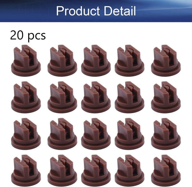 Yinpecly 20pcs Plastic Nozzle 110 Degree Flat Fan Spray Tip for Industrial Agricultural Landscaping Cleaner Applications Brown Tone - Image 4