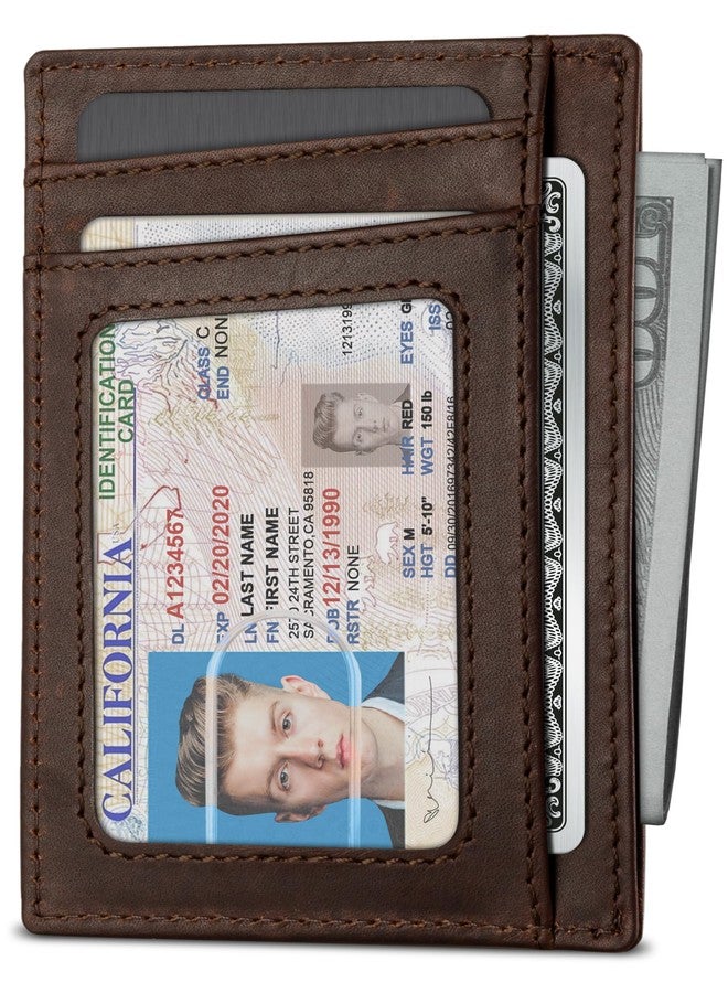 SERMAN BRANDS RFID Blocking Slim Minimalist Mens Front Pocket Wallet. Thin Card Holder. Full Grain Leather Wallets for Men (Texas Brown Maverick) - Image 2