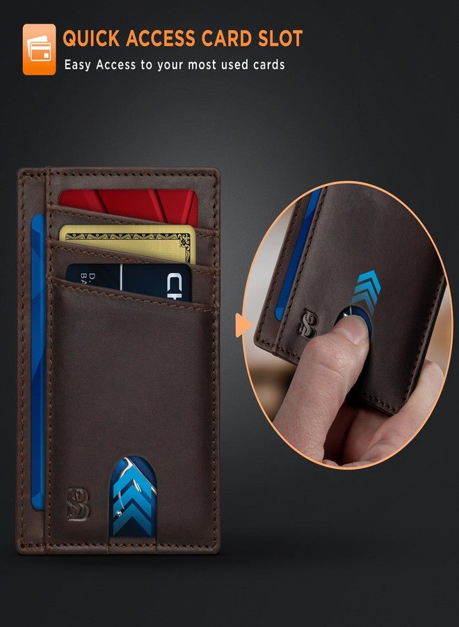 SERMAN BRANDS RFID Blocking Slim Minimalist Mens Front Pocket Wallet. Thin Card Holder. Full Grain Leather Wallets for Men (Texas Brown Maverick) - Image 5