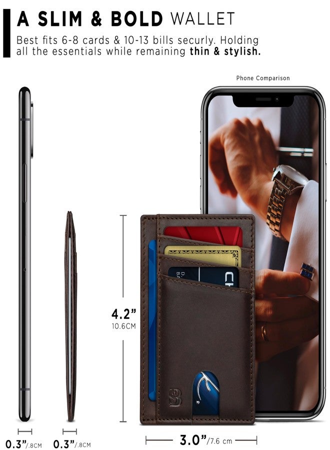 SERMAN BRANDS RFID Blocking Slim Minimalist Mens Front Pocket Wallet. Thin Card Holder. Full Grain Leather Wallets for Men (Texas Brown Maverick) - Image 4