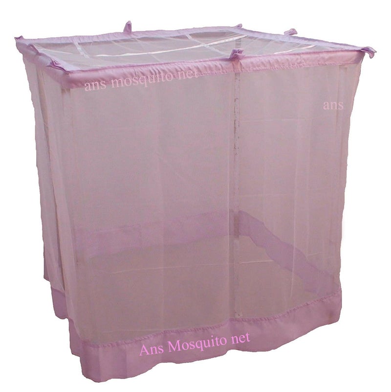 Ans Mosquito net Fine Polycotton net Pink with Cotton Border (Pink, 6.5x6.5 ft King Size Bed) - Image 3