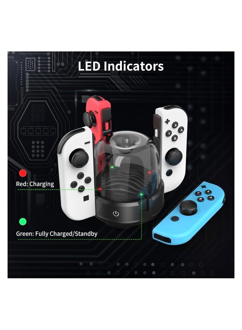 Y&D 7 Colors LED Switch Joy-Con Charging Station for Nintendo Switch/Switch OLED, Controller Charger Dock Stand with Indicator  - Image 3