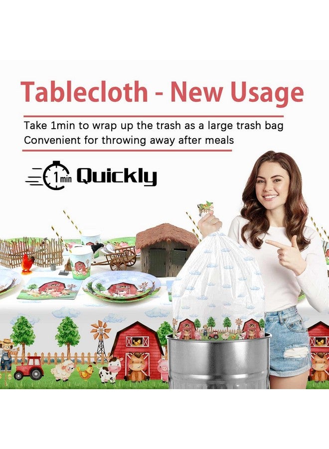 Heboland 3 Pieces Farm Animal Birthday Party Supplies Tablecloth, Large Size 54 x 108 Inch Rectangular Plastic Table Cover, Barnyard Birthday Party Supplies Decorations for Baby Shower Boys Girls - Image 5