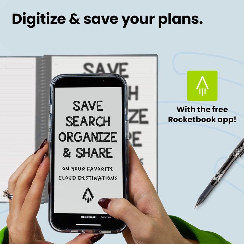 Rocketbook Everyday Planner Smart Reusable Pages, Executive Size 6x8.8, Black â€“ Erasable & App-Connected, Undated Weekly, Monthly & Annual Templates, Perfect for Productivity, Goals & Scheduling - Image 3