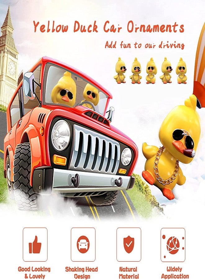 wonuu Cute Yellow Duck Car Ornaments Cool Duck Car Dashboard Decorations Shaking Head Doll - Image 2