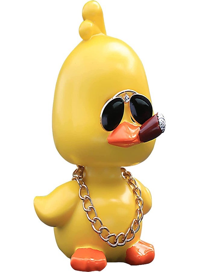 wonuu Cute Yellow Duck Car Ornaments Cool Duck Car Dashboard Decorations Shaking Head Doll - Image 1