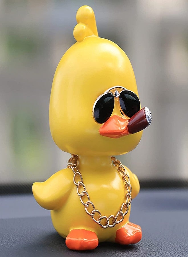 wonuu Cute Yellow Duck Car Ornaments Cool Duck Car Dashboard Decorations Shaking Head Doll - Image 5