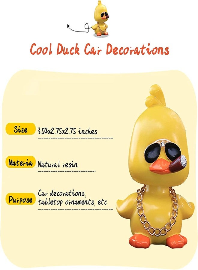 wonuu Cute Yellow Duck Car Ornaments Cool Duck Car Dashboard Decorations Shaking Head Doll - Image 4